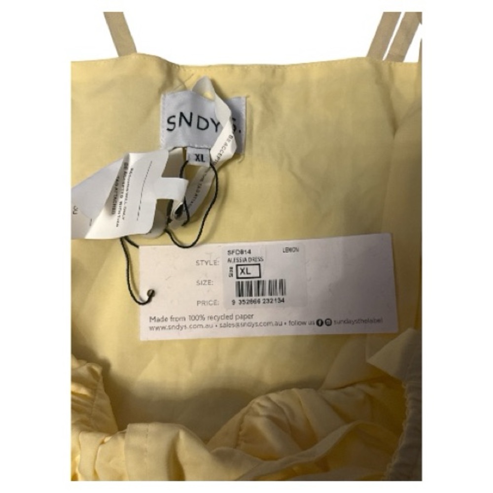 SNDYS: Alessia Drop Waist Dress in Lemon NWT - Picture 5 of 6